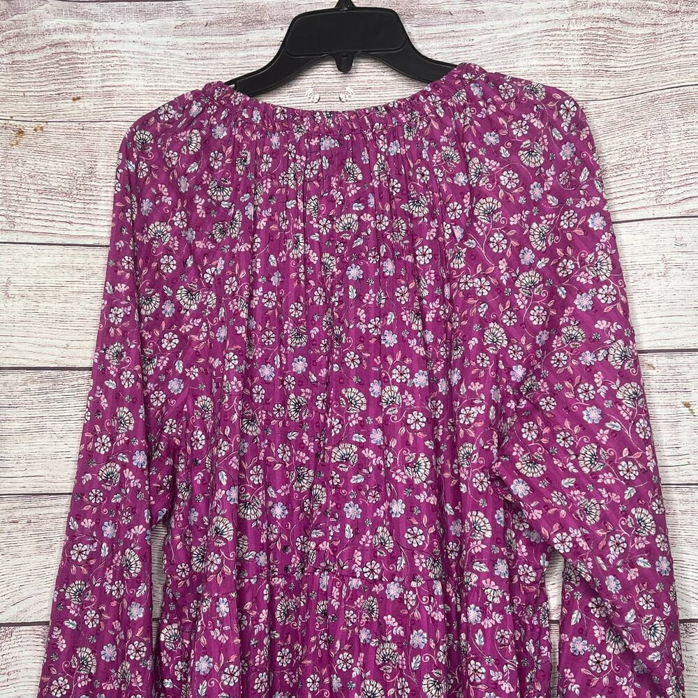 Lane Bryant Purple Ditzy Floral Swiss Dot Peplum Keyhole Top Size 18/20 Plus - Picture 11 of 14
